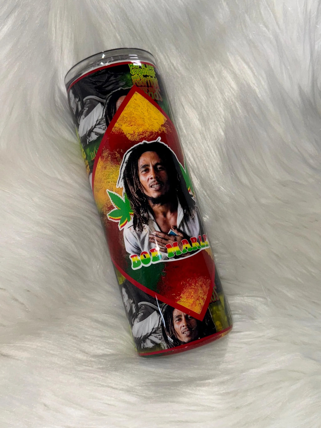 Bob Marley Tumbler 20oz Hand Painted Skinny Tumbler