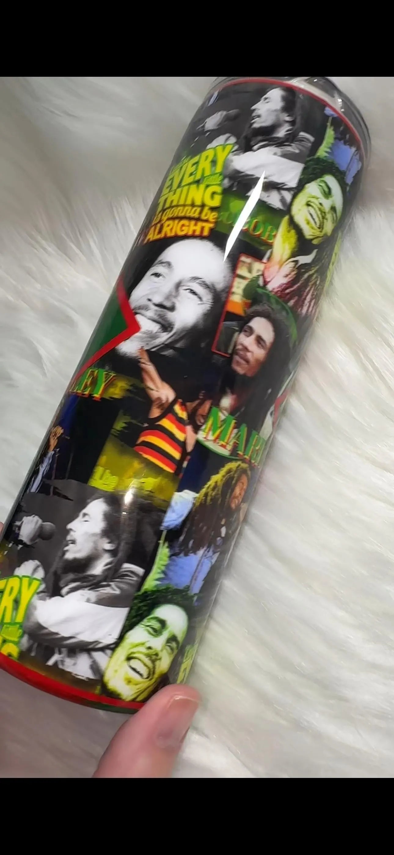 Bob Marley Tumbler 20oz Hand Painted Skinny Tumbler
