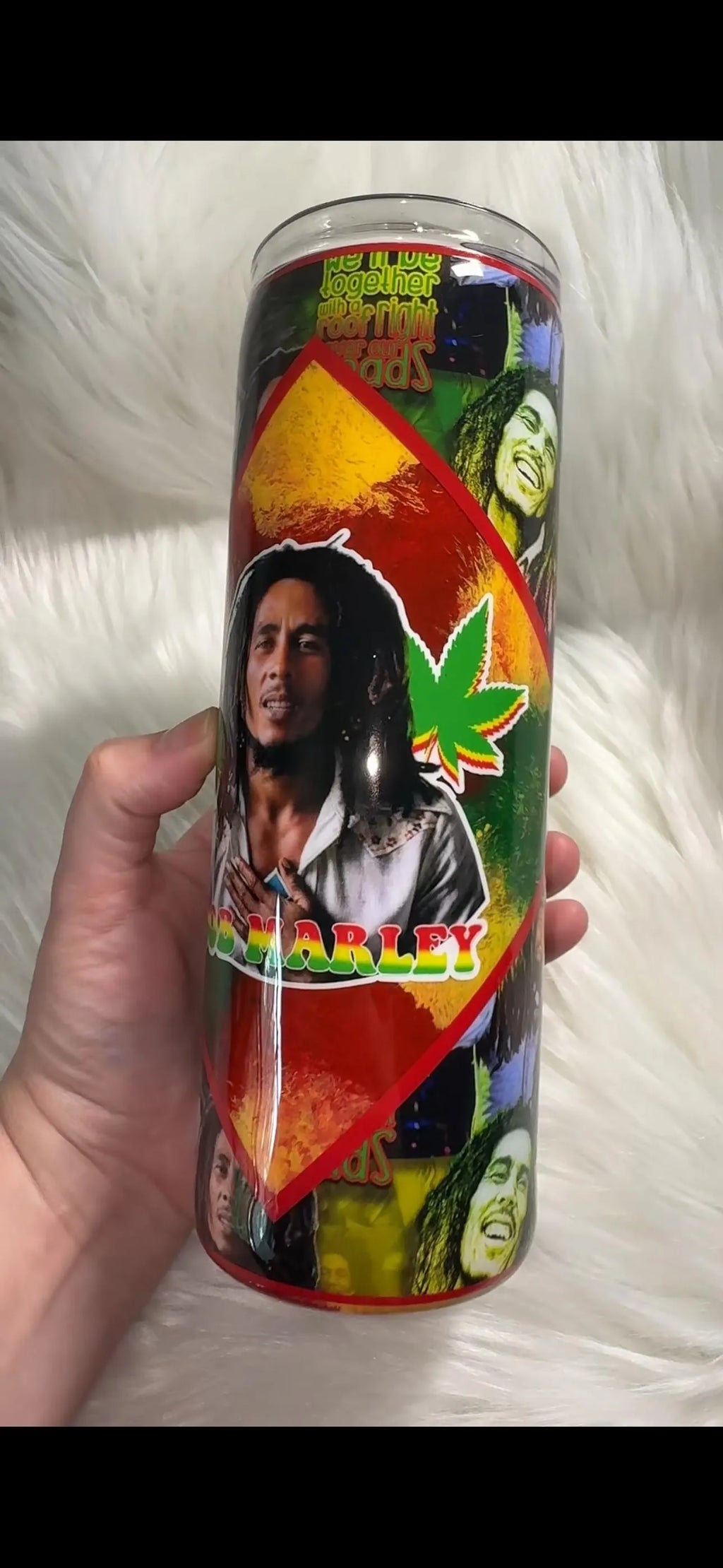 Bob Marley Tumbler 20oz Hand Painted Skinny Tumbler
